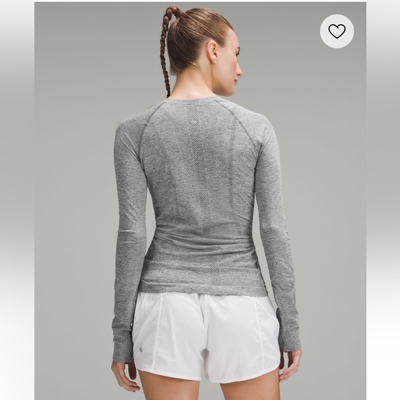 Lululemon Swiftly Tech Long Sleeve Shirt 2.0 Hip Length Slate White Grey Shirt 2 - Picture 2 of 6